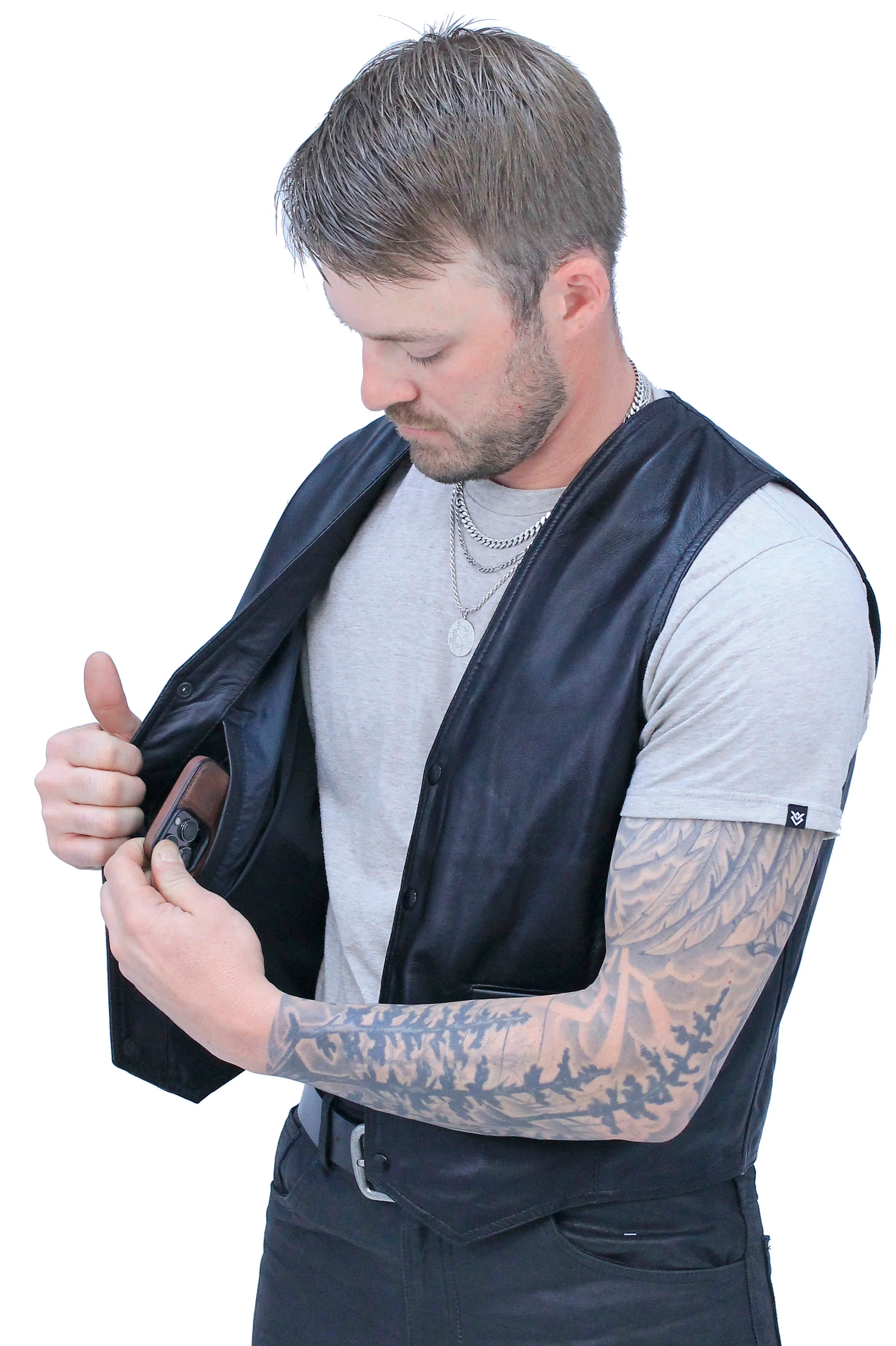 Premium Lambskin Leather Business Vest #VM418K - Image 4