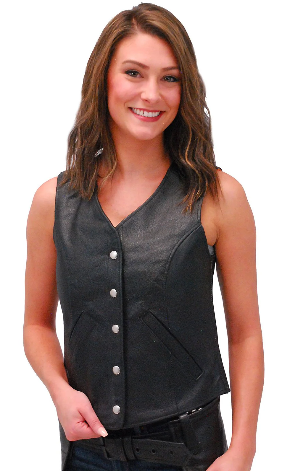 Women's Classic Leather Vest #VL104SP () - Image 3